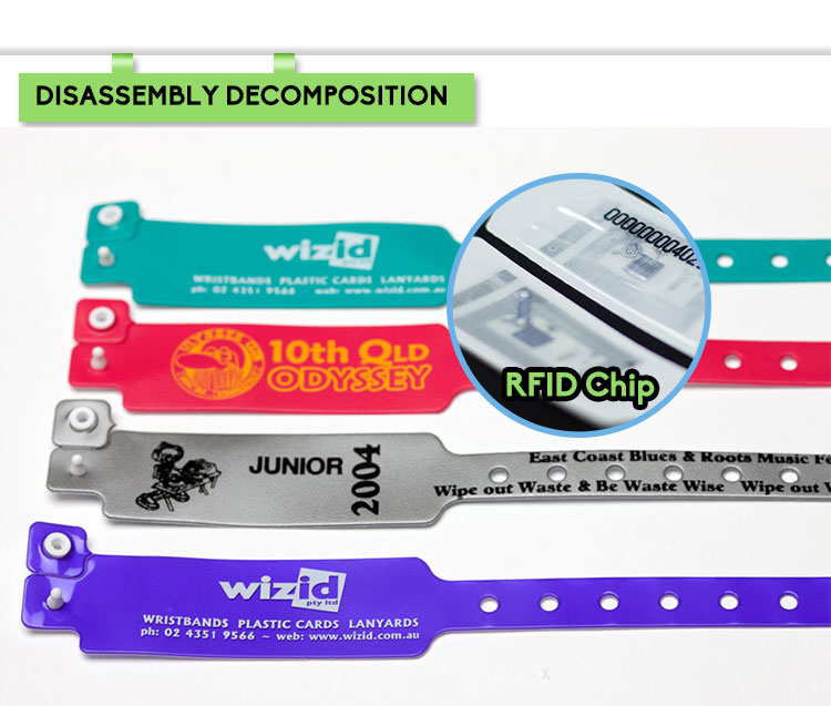 ISO 15693 NXP I CODE SLI Disposable Softer PVC RFID Wristband