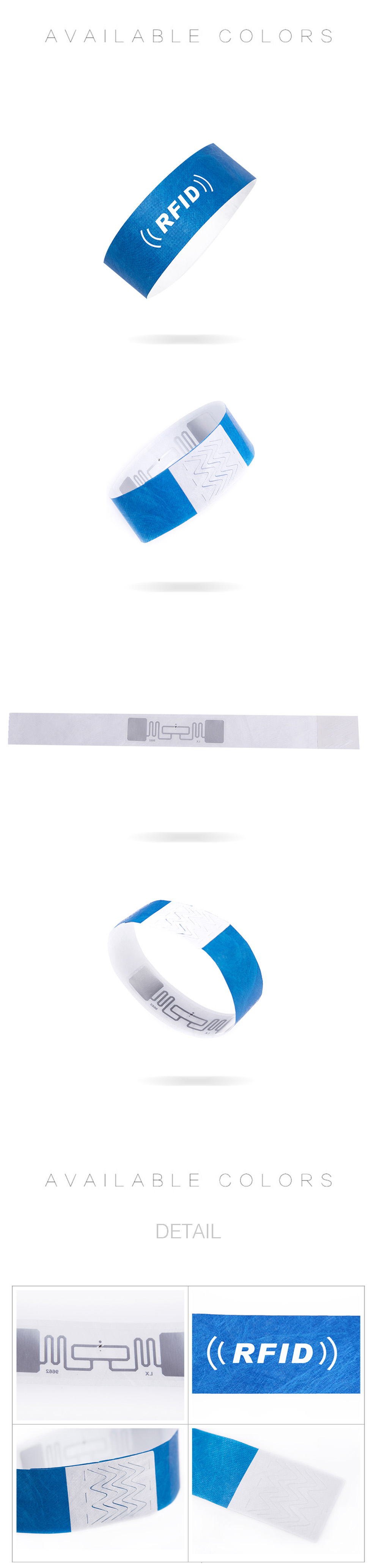 Customized Printing Flexible Tyvek Paper RFID Wristband